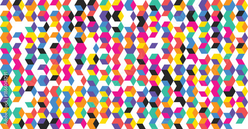 Vibrant geometric pattern with colorful hexagons