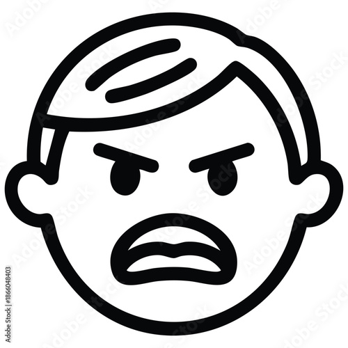 aggressive cartoon character with angry expression vector illustration isolated on white background