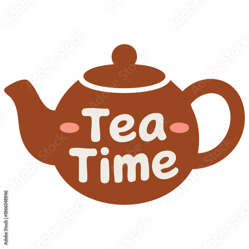 culinary lettering tea time on bright background vector illustration isolated on white background