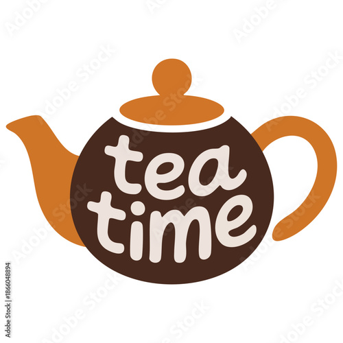 bright background with culinary inscription tea time vector illustration isolated on white background