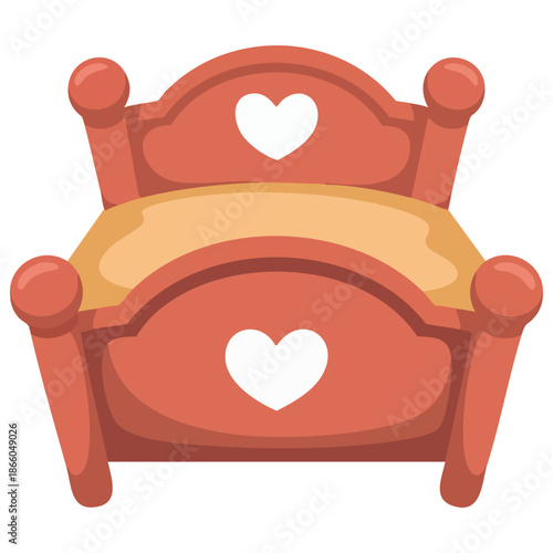 vector illustration in flat style bright purple bed with pink mattress isolated on white background