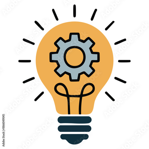 gear light bulb filled outline icon vector illustration isolated on white background