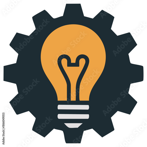 light bulb gear filled outline icon vector illustration isolated on white background