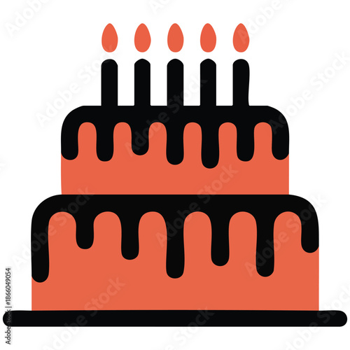 fondant cake vector or color illustration isolated on white background