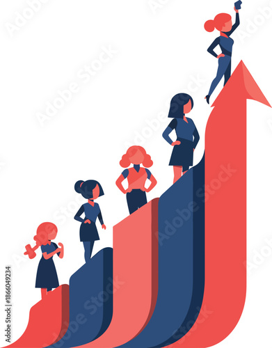 Women progress and future growth concept flat vector