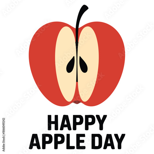 happy apple day vector sliced red apple half an apple piece icon important day vector illustration