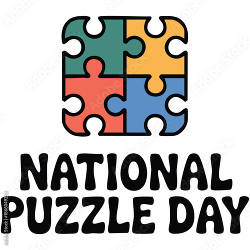national puzzle day vector three jigsaw puzzle pieces icon puzzle day poster january twenty ninth important day
