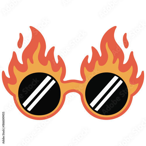 trendy flame shaped sunglasses with orange frame and lenses bold flat style summer designs vector illustration