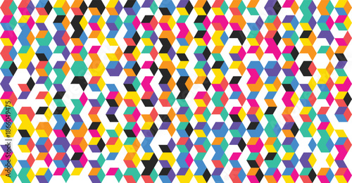 Vibrant hexagonal pattern with multicolored tiles