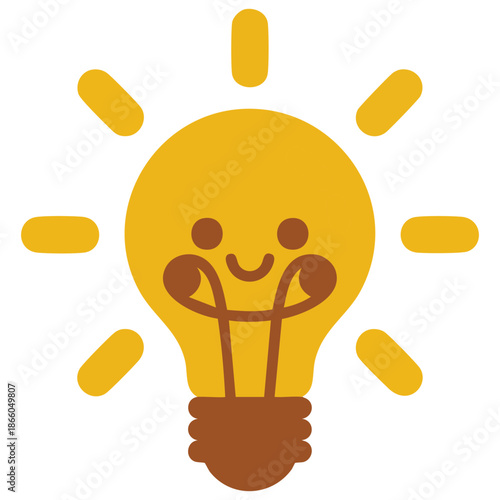 doodle flat clipart vector sticker glowing light bulb all objects are repainted isolated on white