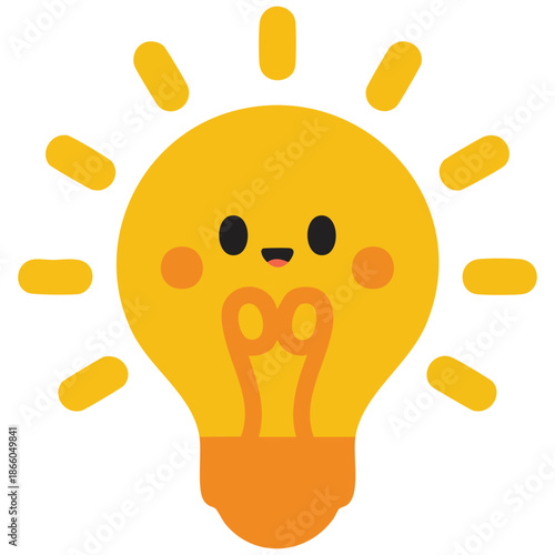 glowing light bulb doodle flat clipart vector sticker all objects are repainted isolated on white