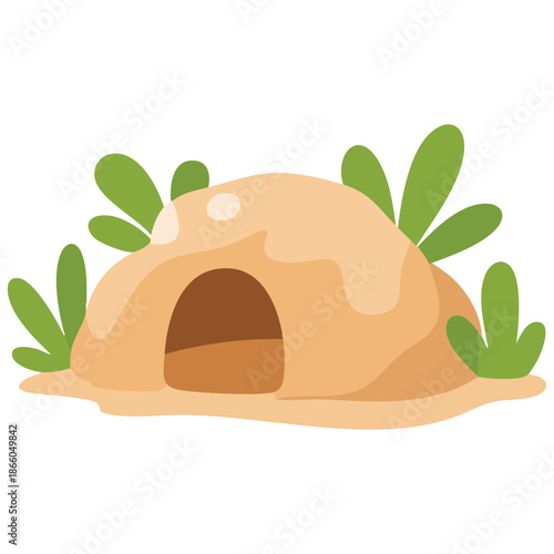 cozy sandy hideout for exotic pets with green plants flat cartoon illustration isolated vector