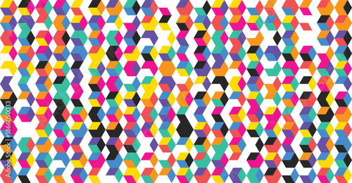 Vibrant geometric hexagon pattern on white background