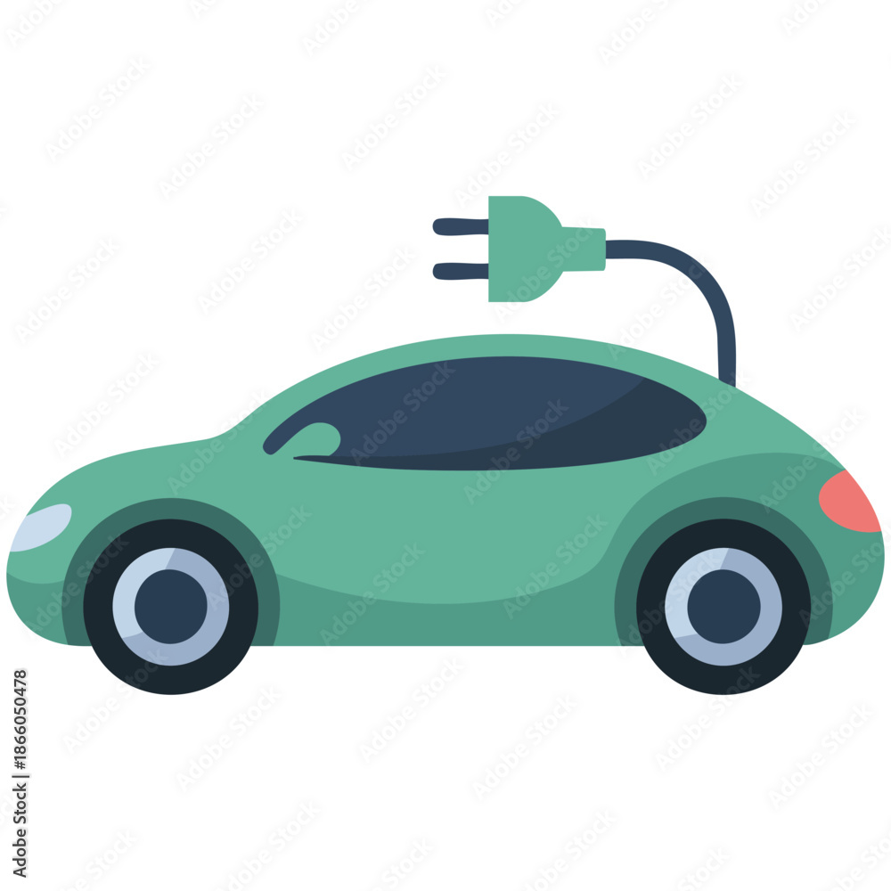 Fototapeta premium Electric car flat icon style vector illustration design isolated on white background