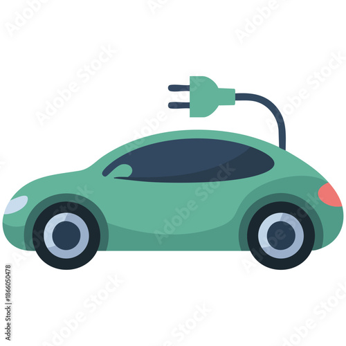Electric car flat icon style vector illustration design isolated on white background