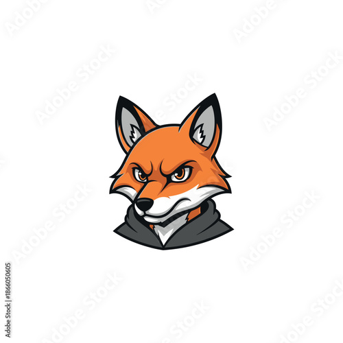 Illustration of a cartoon fox with a menacing expression wearing a hoodie.
