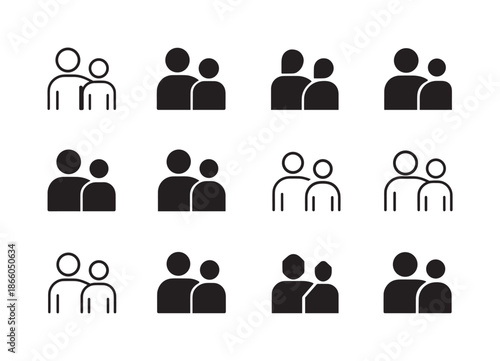 Adaptive Training Icons. Adaptive career training. Icon set. Set Logo of adaptive career training: mentor with trainee. harmonious logo variations of the same