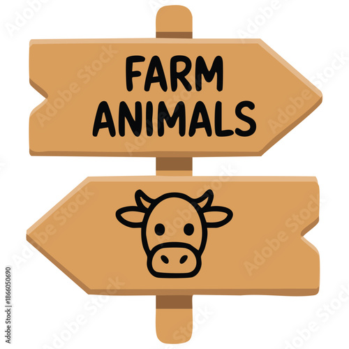 Isolated adorable cow indication vector icon for animal farms on white background
