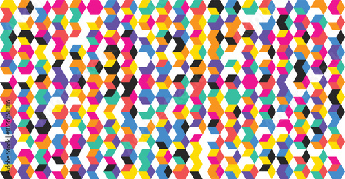 Vibrant hexagonal pattern with multicolored tiles