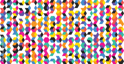 Vibrant geometric pattern with multicolored hexagons