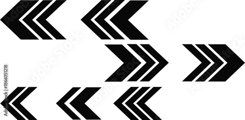 black chevron arrows geometric pattern modern minimalist directional design graphic element isolated on white background.