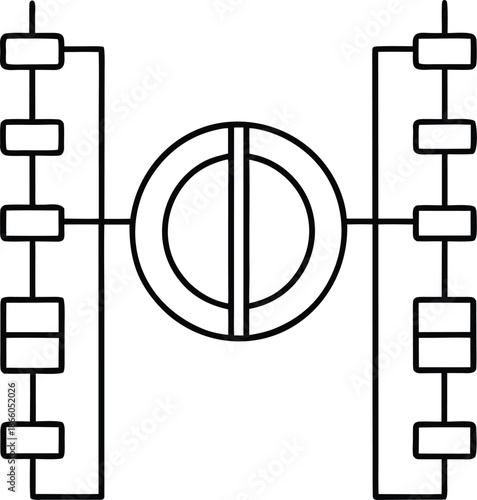 tokamak line art vector illustration on transparent background