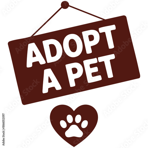 Adopt a pet illustration over yellow color background isolated vector on white background