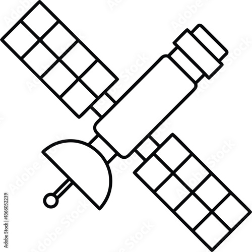 space station line art vector illustration on transparent background