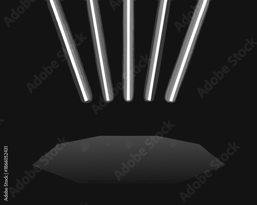 Abstract illustration of radiating lines from a central dark shape