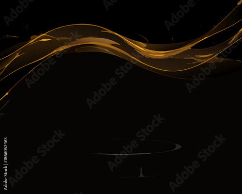Abstract golden fluid swirls and curves against a dark solid background