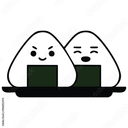 Asian cuisine dish onigiri isolated on white background flat style vector illustration