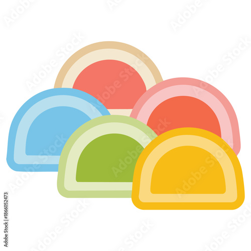 Asian cuisine dish mochi isolated on white background flat style vector illustration