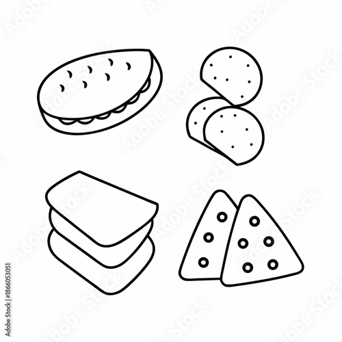 Savory Bites Food Line Art Vector Design Clean Culinary Icon Set for Graphic Projects