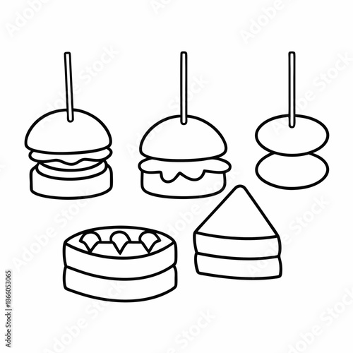 Savory Bites Food Line Art Vector Design Clean Culinary Icon Set for Graphic Projects