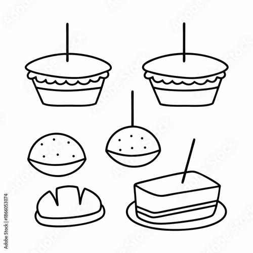 Savory Bites Food Line Art Vector Design Clean Culinary Icon Set for Graphic Projects