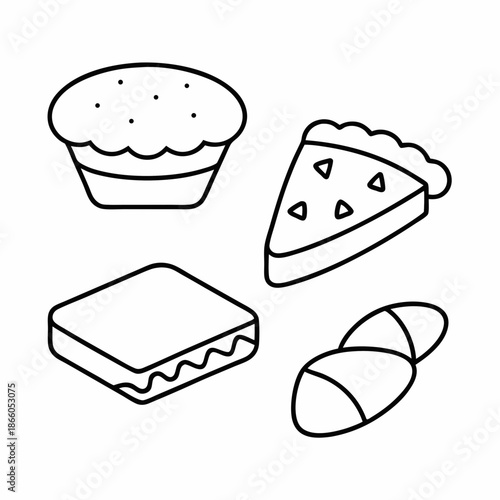 Savory Bites Food Line Art Vector Design Clean Culinary Icon Set for Graphic Projects