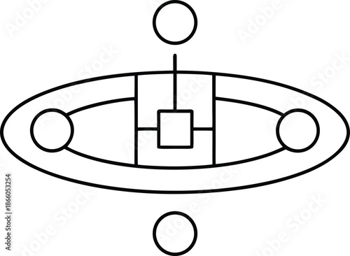 orbital ring line art vector illustration on transparent background