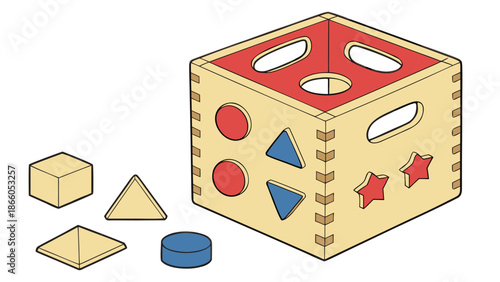 Vibrant toy shape sorter with colorful blocks and pieces