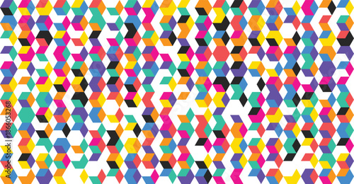 Vibrant geometric pattern with multicolored hexagons