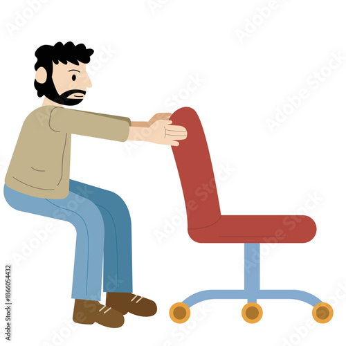 Man Doing Chair Shoulder Stretch Illustration