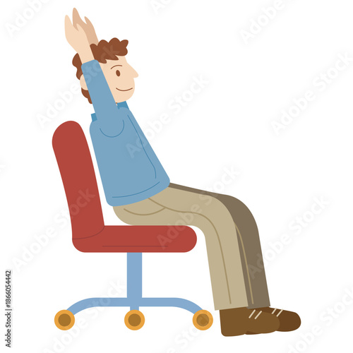 Man Doing Seated Back Stretch Illustration