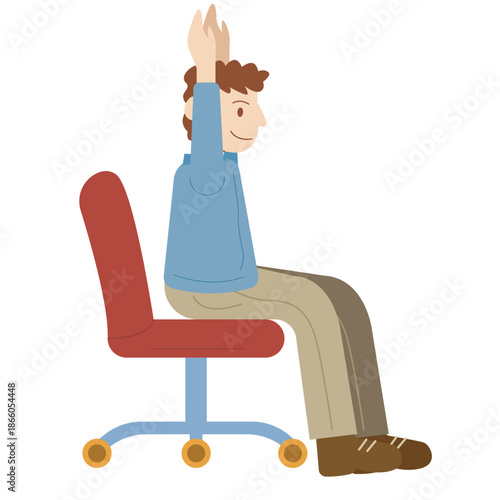 Man Doing Seated Overhead Stretch Illustration