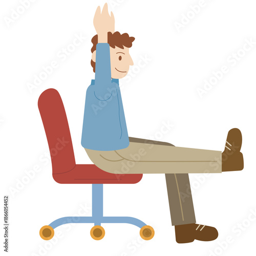 Man Doing Seated Full Body Stretch Illustration