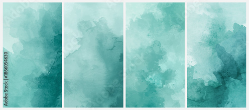 Teal Watercolor Abstract Background Texture with Soft Aqua Paint Effect