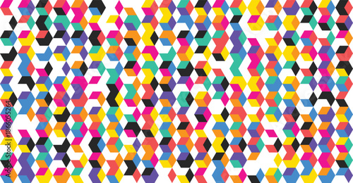 Vibrant hexagonal pattern on white background