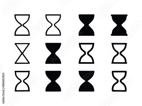 Reality Logo Variations. Reality. Icon set. Set Logo of Reality: hourglass form. harmonious logo variations of the same emblematic concept, each with different