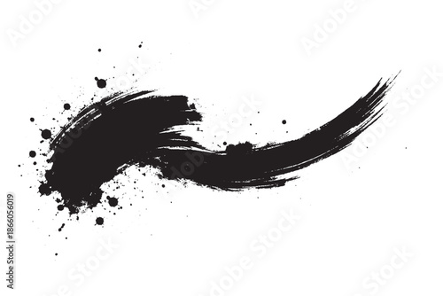 ink brushstroke on white background with visible splashes
