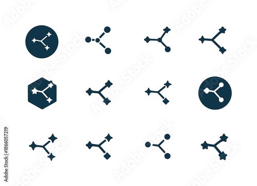 Celestial Icon Set. Heavens. Icon set. Set Logo of Heavens: constellation. harmonious logo variations of the same emblematic concept, each with different
