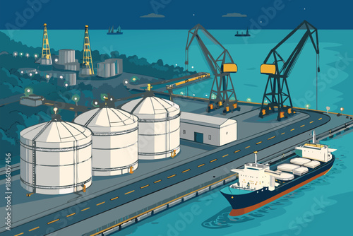 Lng Terminal Harbor Industrial Panorama Ba