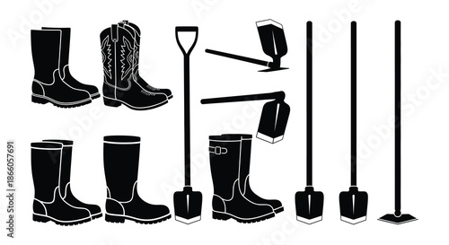 An assortment of various shoe styles including boots heels and sneakers